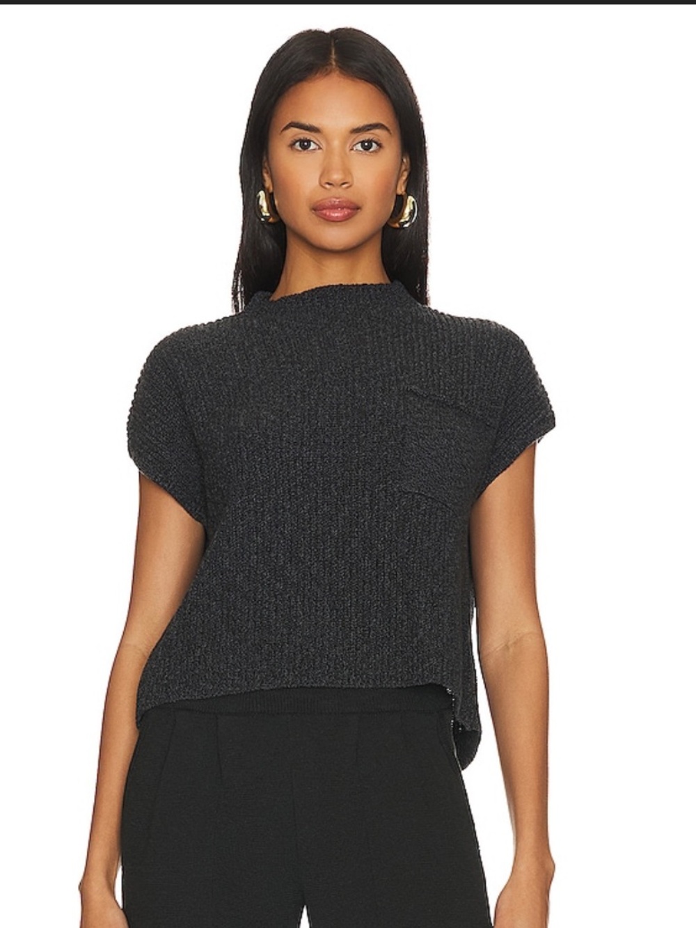 Free People Freya ribbed 100% cotton sweater chest pocket size small